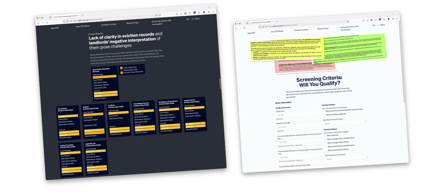 collage: screenshots of two websites the landlord tech watch team created