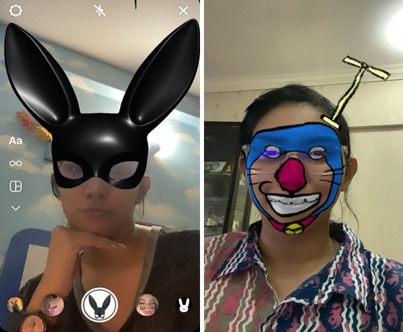 screenshot of 2 Snapchat filters