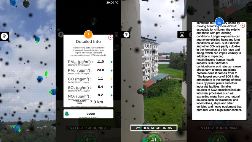 Screenshots from the AiR research app