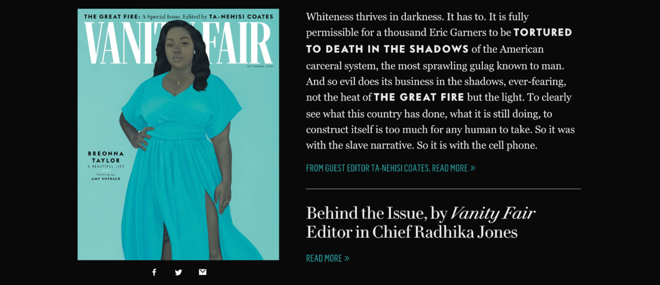 screenshot of Vanity Fair website