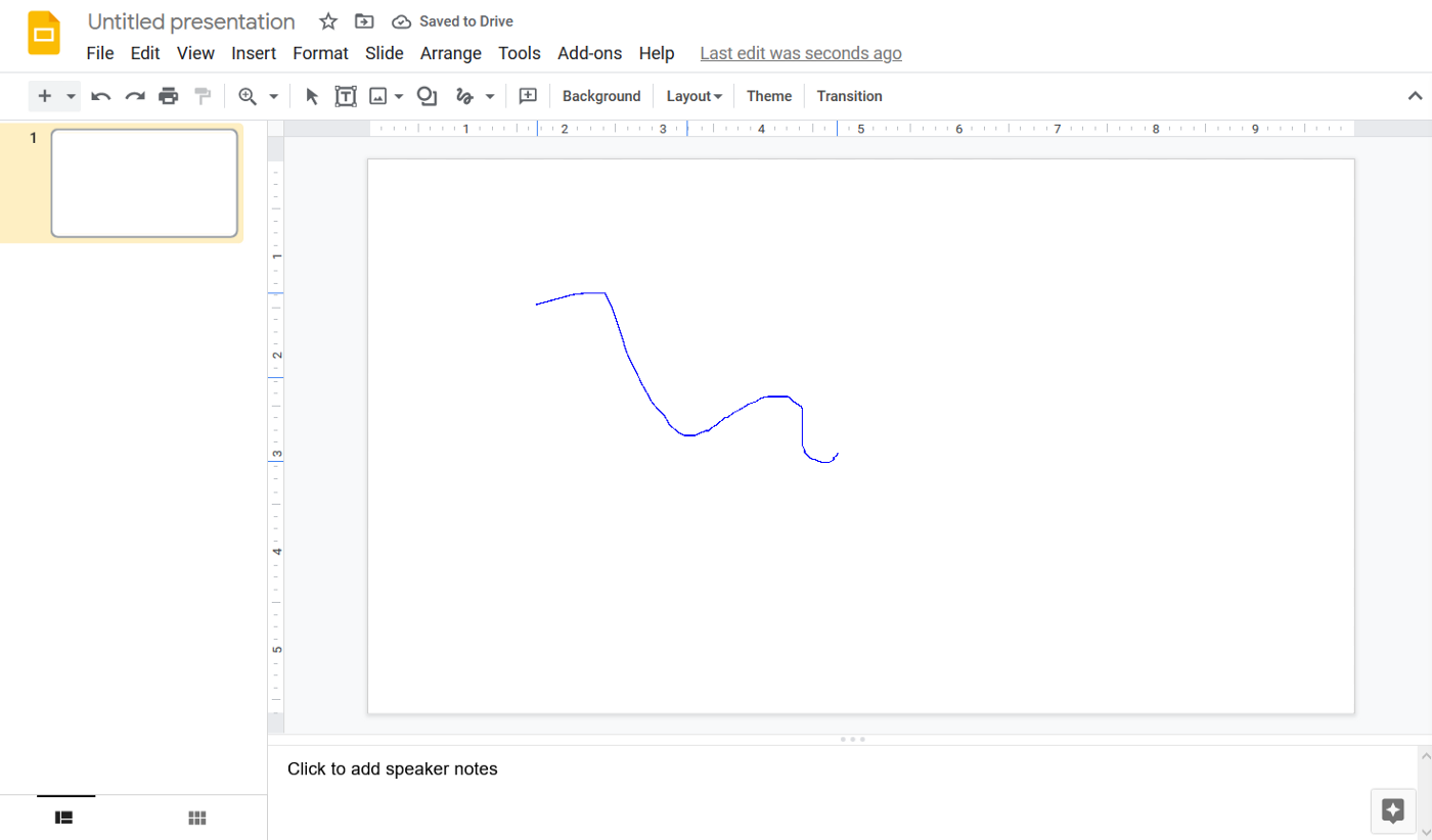Screencap of the Google Slides interface with a scribble in progress